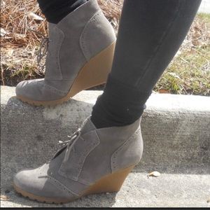 MIA Gray Wedge Booties